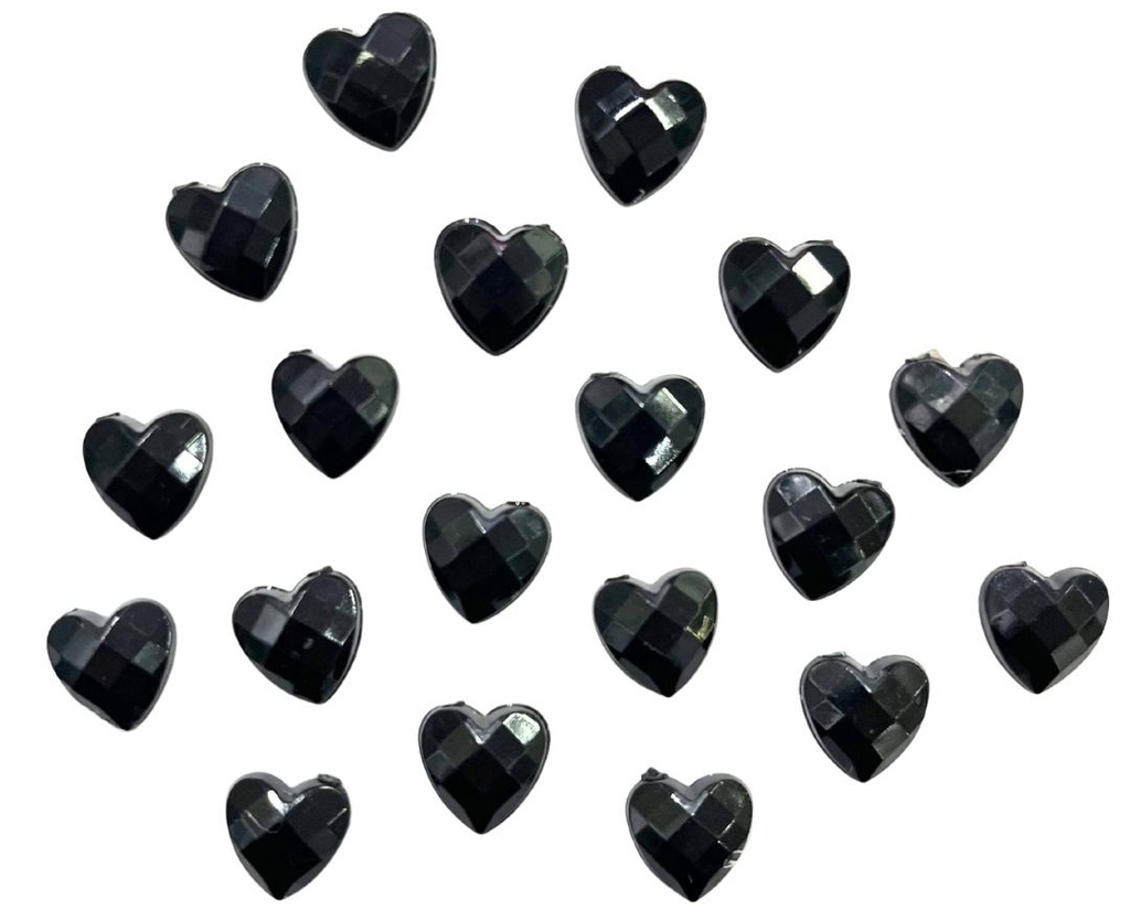 Gemas termopegables negra corazón 10mm x 20un  