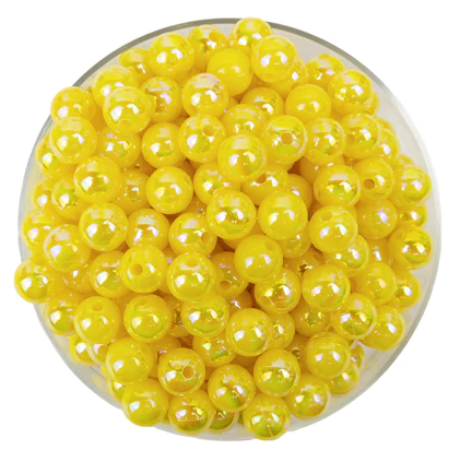Bolitas Plásticas AB amarilla 6mm lisa x 10gr  