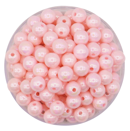 Bolitas Plásticas AB rosa bebe 6mm lisa x 10gr  