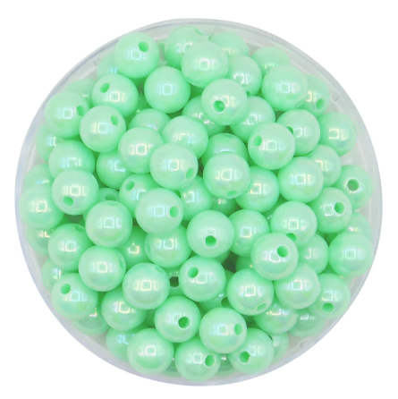 Bolitas Plásticas AB verde manzana 6mm lisa x 500gr  