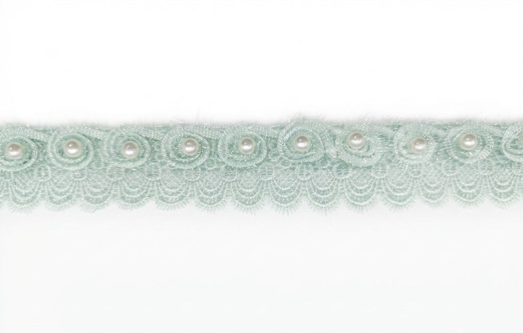 Galón algodón aqua con perla x 1mt  
