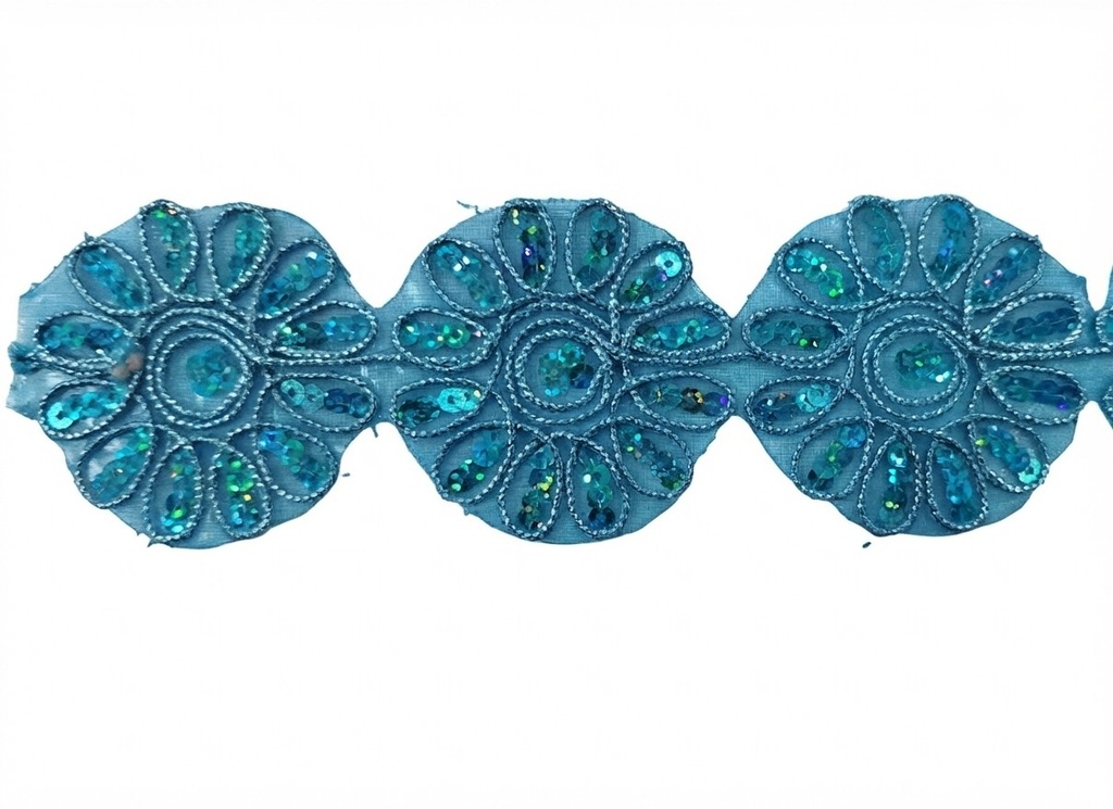 Galón flor láser celeste 6cm x 5yas