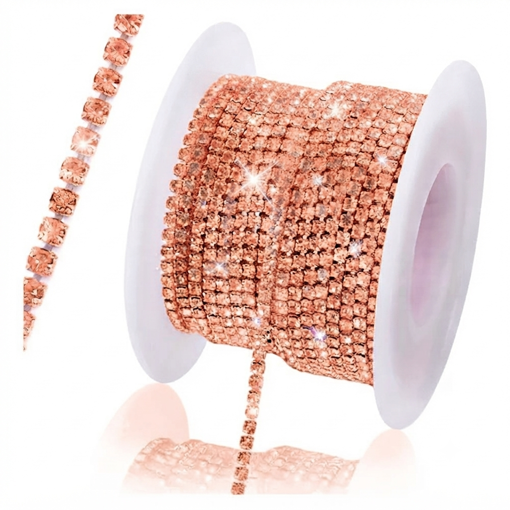 Strass cristal SS16 continuo Salmón base color x 1 mt. 