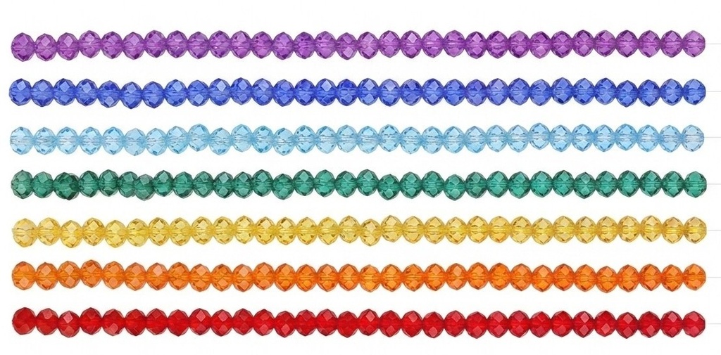 Cristal de roca 6mm 7 chackras transparentes x 7 tiras