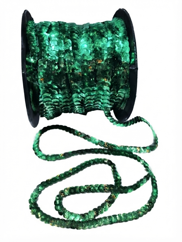 Hilo de lentejuela laser cube 6mm verde x 1mt. 