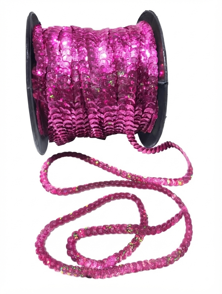 Hilo de lentejuela laser cube 6mm fucsia x 1mt.  