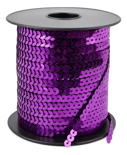 Hilo de lentejuela metal plana 6mm violeta x 1mt.   