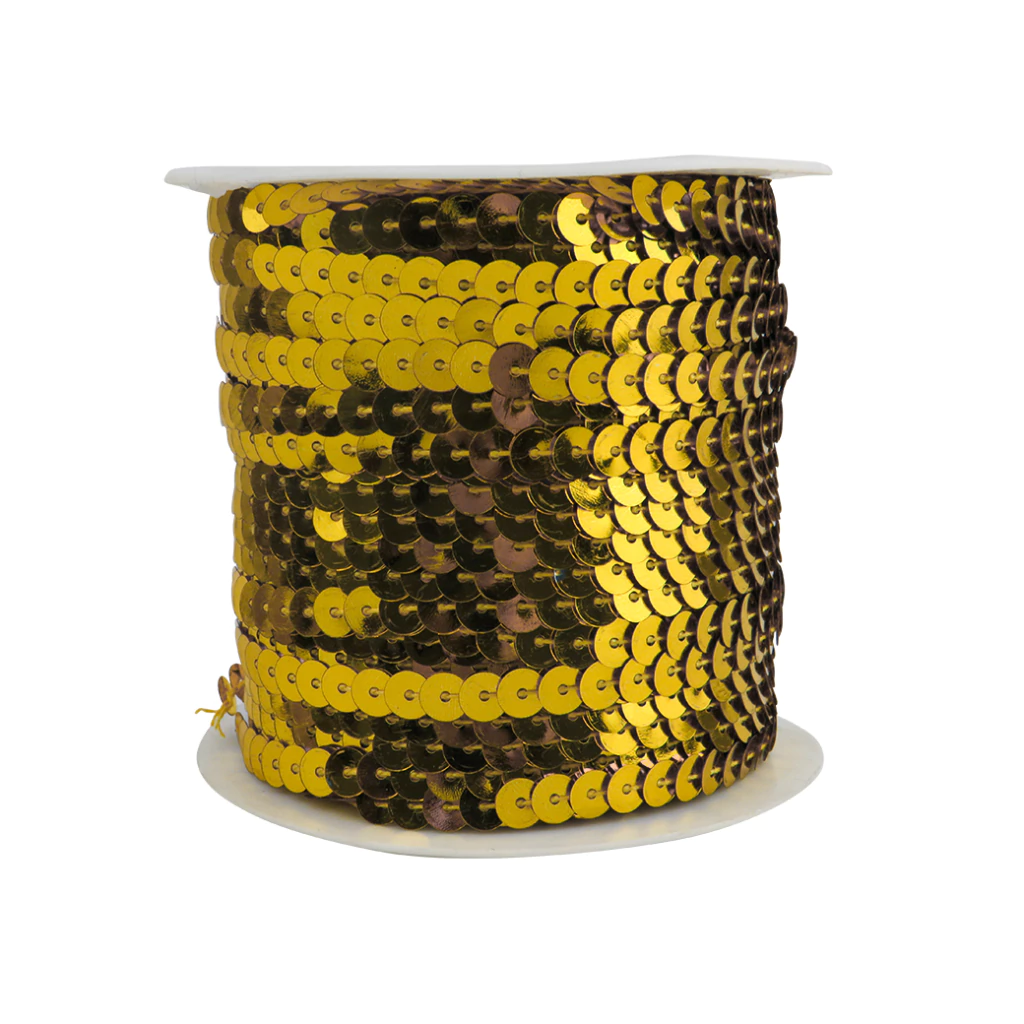 Hilo de lentejuela metal plana 6mm dorada x 1mt.    