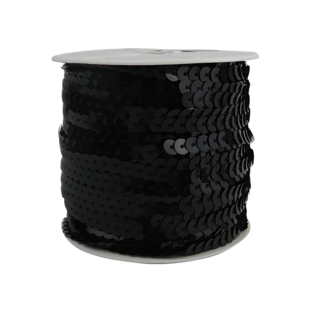 Hilo de lentejuela metal plana 6mm negra x 1mt.     