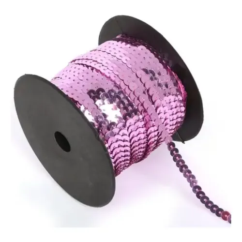 Hilo de lentejuela metal plana 6mm rosa x 1mt.      