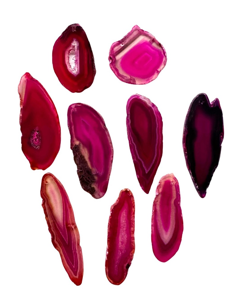 Dije rodaja ágata perforada fucsia x 1 un. 