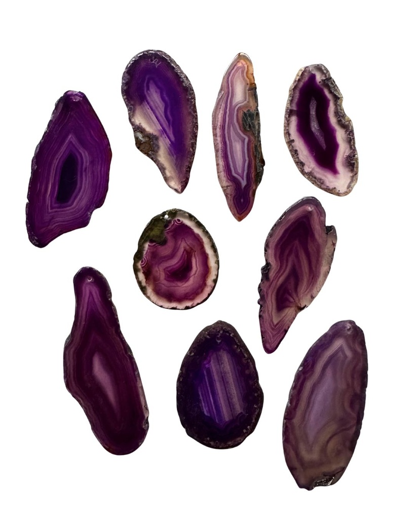 Dije rodaja ágata perforada violeta x 1 un.  