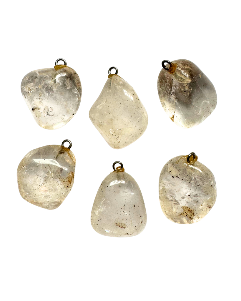 Dije piedra Cuarzo Cristal Rolado c/pitón x 1 un.   