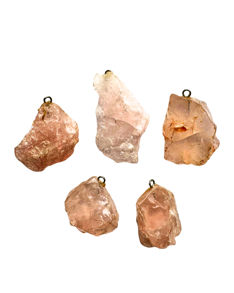 Dije piedra Cuarzo Rosa Rolado c/pitón x 1 un.        