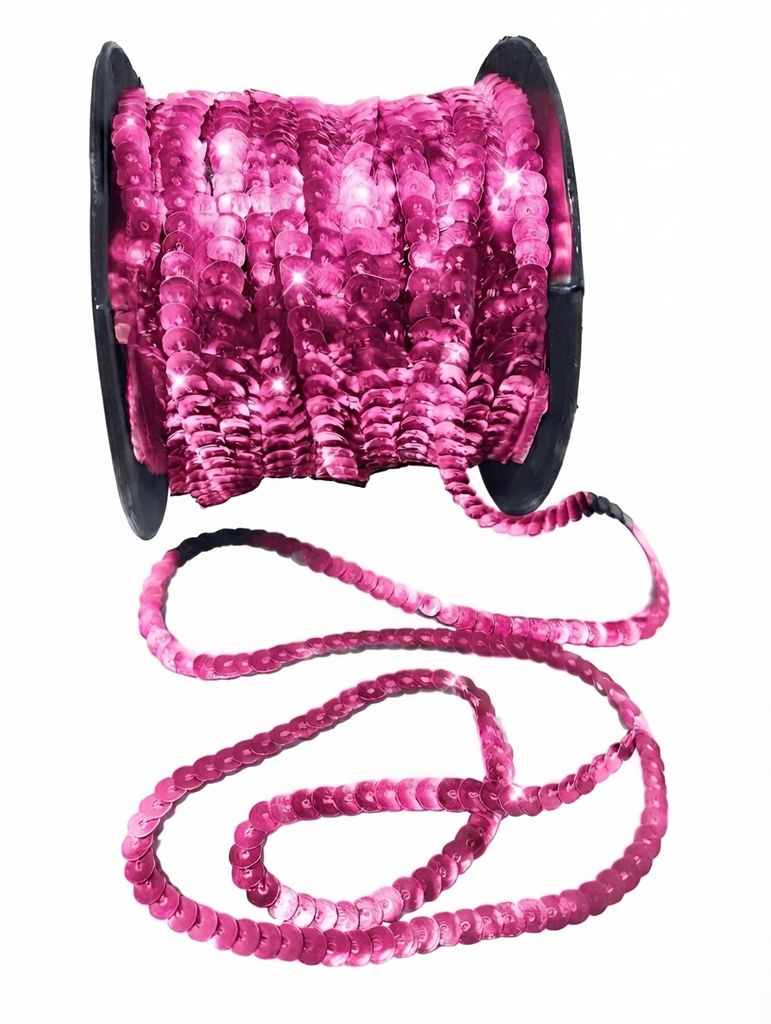 Hilo de lentejuela metal cube 6mm fucsia x 50ydas  