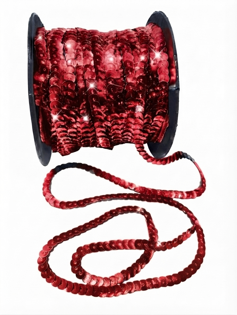 Hilo de lentejuela metal cube 6mm roja x 1mt.  