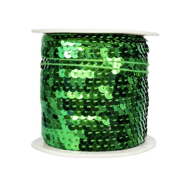 Hilo de lentejuela metal plana 6mm verde x 80ydas