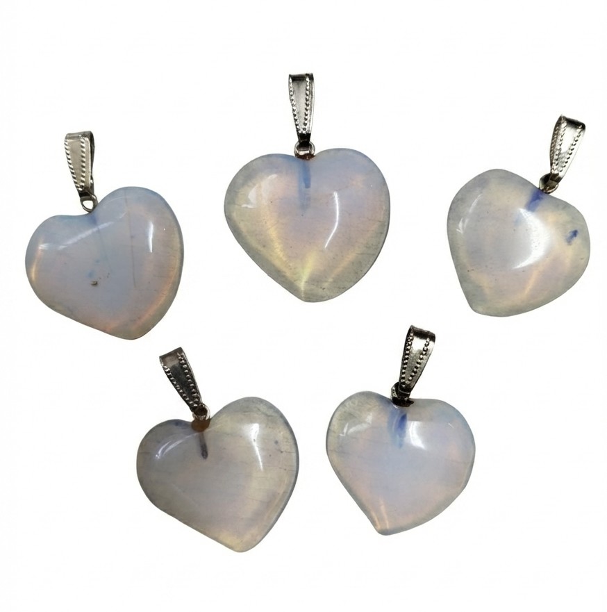Dije piedra corazón piedra de la luna c/piton x 1 un.  
