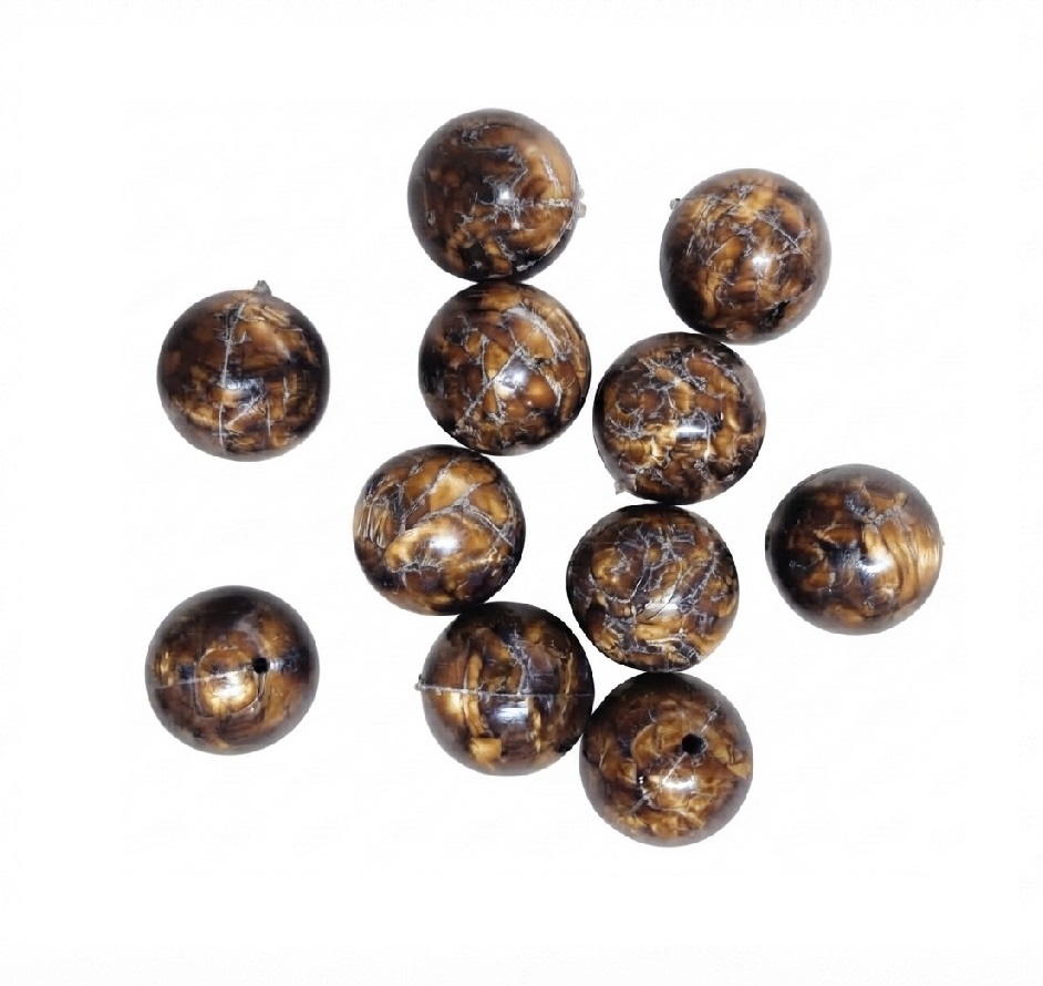 Bolita acrílico lisa 16mm marmolda marron x 40gr