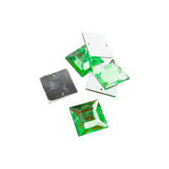 Gema acrílica cuadrada 16x16mm verde x 30un.        