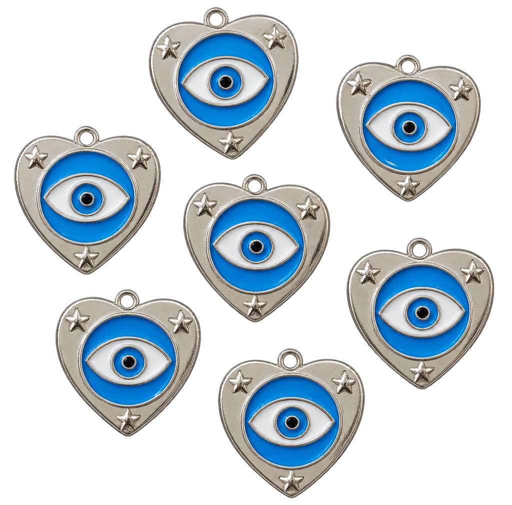 Dije de fundición corazon ojo turco celeste x 1un