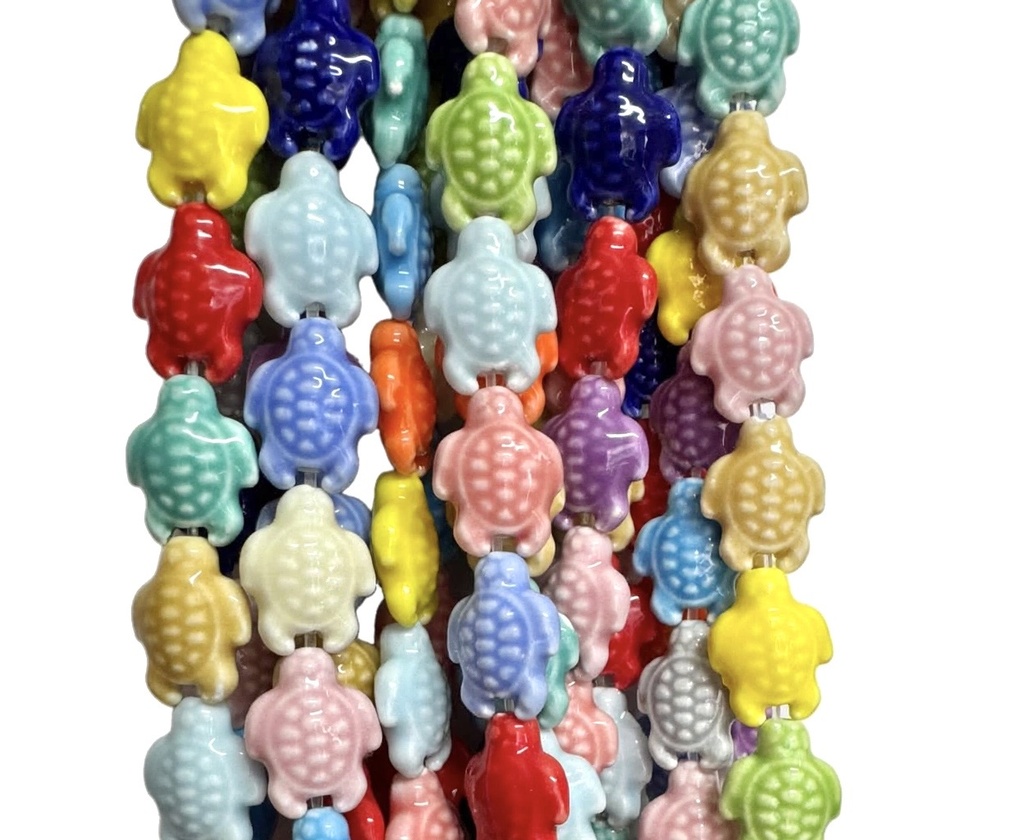 Cerámica tortuga multicolor tira x 25 un