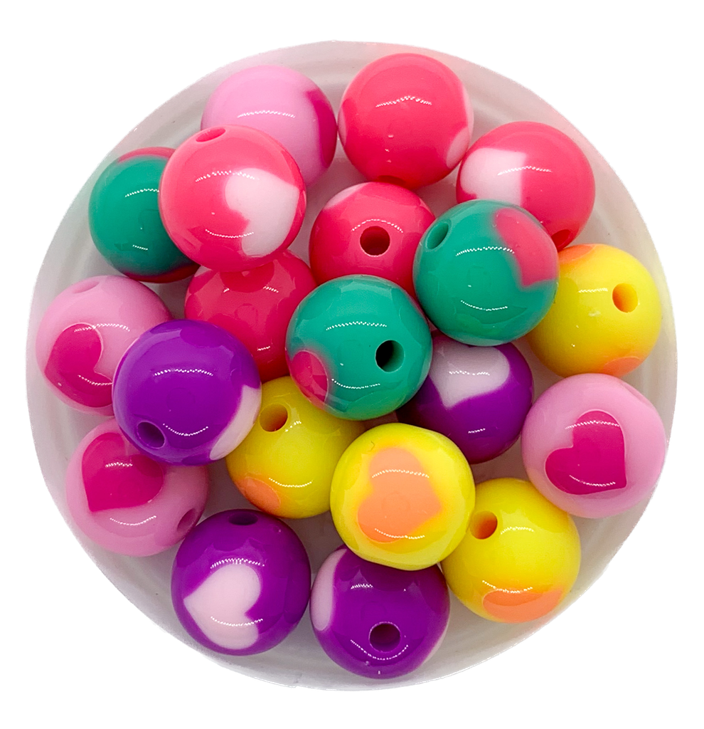 Bolita con corazón multicolor 12mm x 10gr.