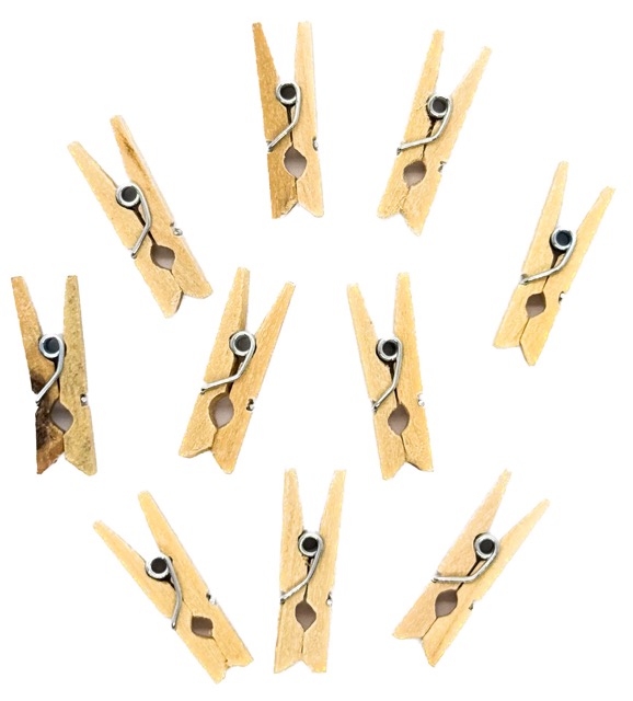 Broches de madera 25mm natural x 10 un.