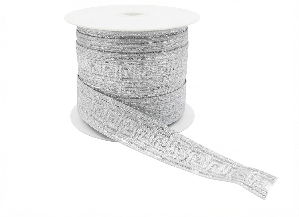 Cinta guarda lurex 25mm plateado x 1mt.