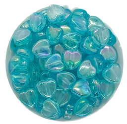 Corazón plástico aqua tornasol 8mm x 10gr.