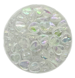 Corazón plástico transparente tornasol 8mm x 10gr.