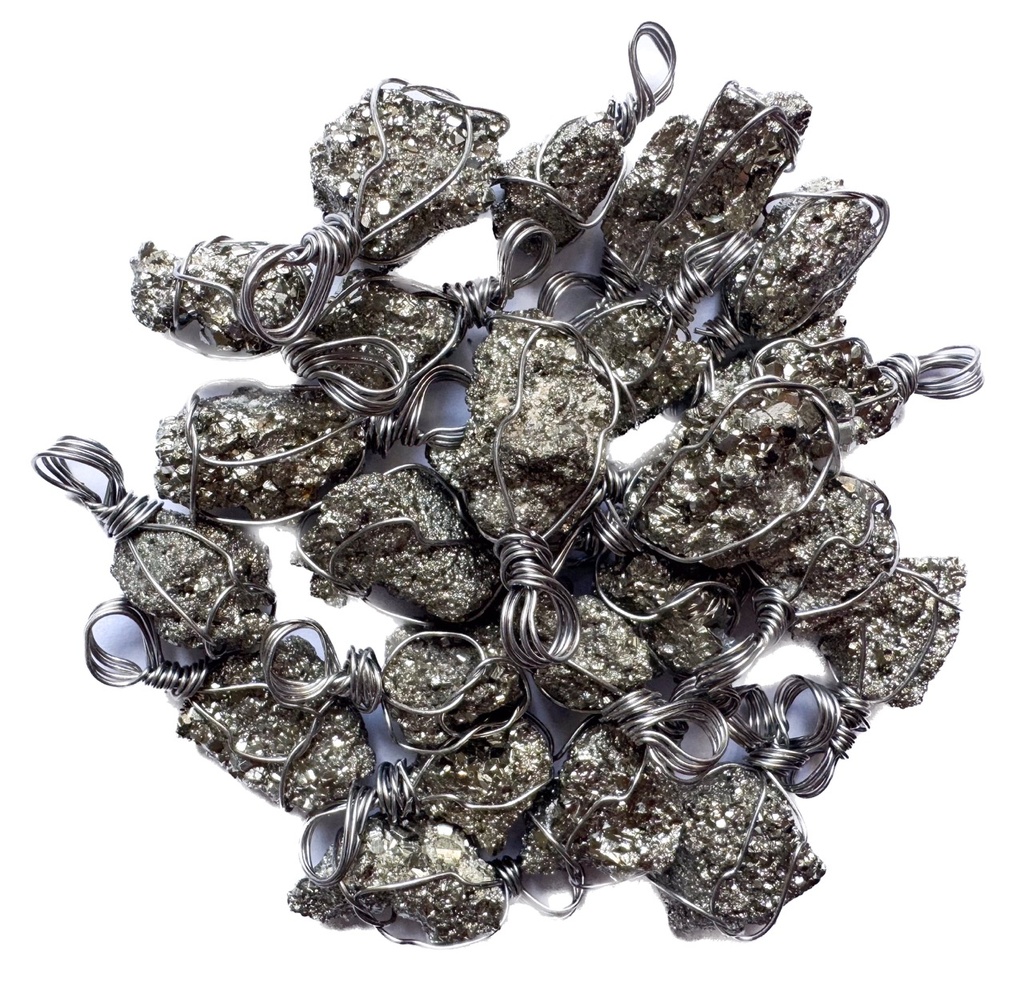 Dije piedra pirita canastita alpaca x 1 un.