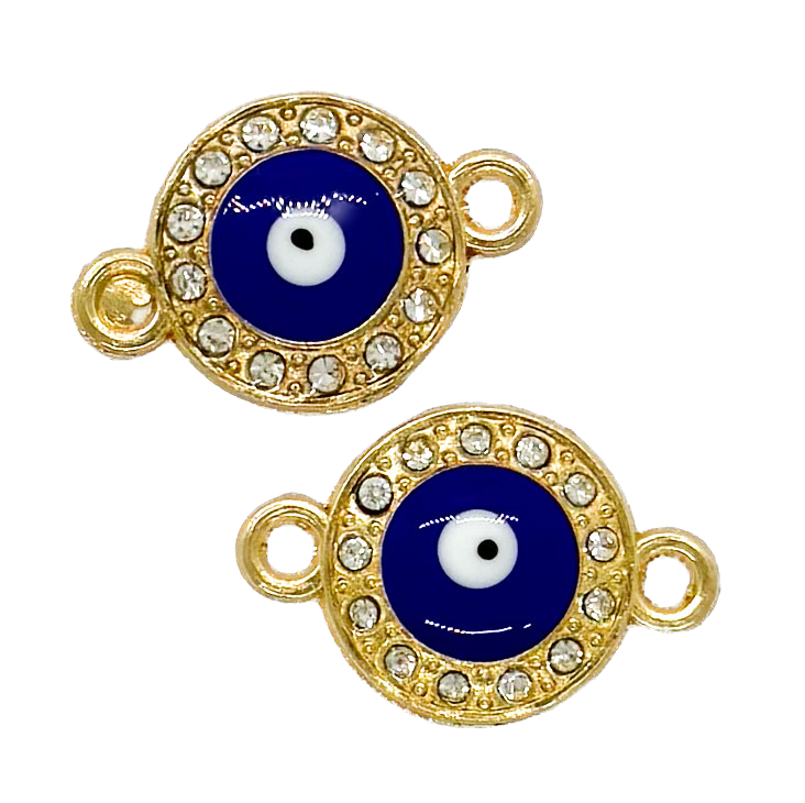 Dije fundición dorado ojo turco c/strass x 2 un. (2)