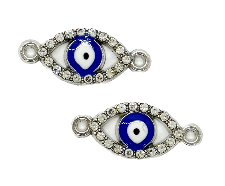 Dije fundición ojo turco oval c/strass x 2 un. (1)