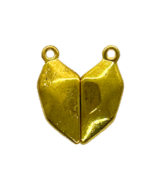 Dije/cierre imán corazón facetado dorado