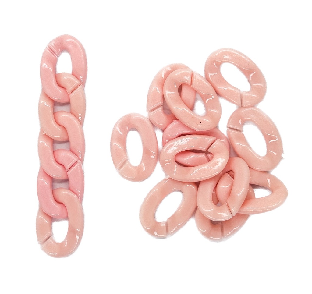 Eslabón acrílico 13mm rosa x 20gr.