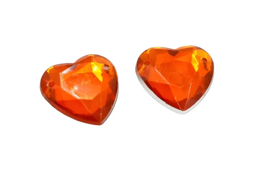 [10907] Gema acrílica corazón 14x14mm naranja x 25 un.