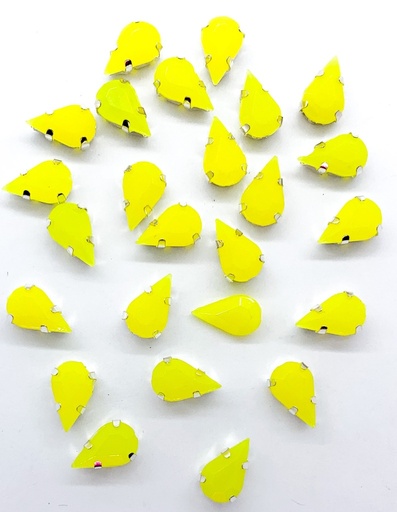 [10993] Gema engarzada gota amarillo opalino 6x10mm x 10un.