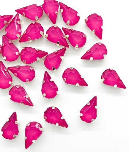 [10993] Gema engarzada gota fucsia opalino 6x10mm x 10un.