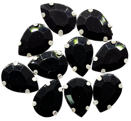 [11005] Gema engarzada gota negro 10x14mm x 10un.