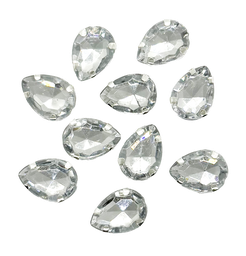 [10994] Gema engarzada plata gota brillo 10x14mm x 10un.