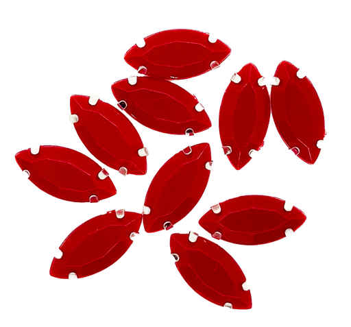 [11008] Gema engarzada navette rojo opaco 7x15mm x 10un.