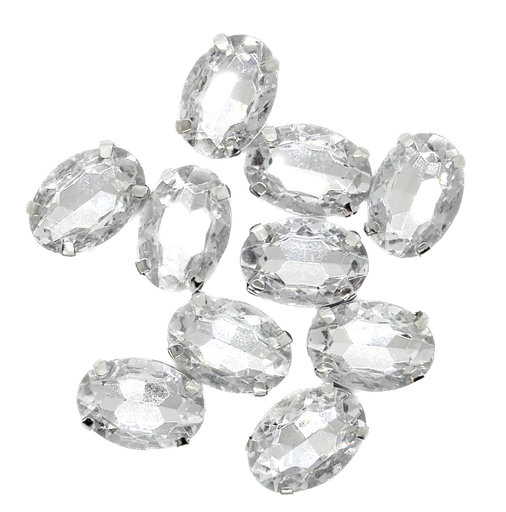 [11574] Gema engarzada oval plata 10x14 mm x 10un.