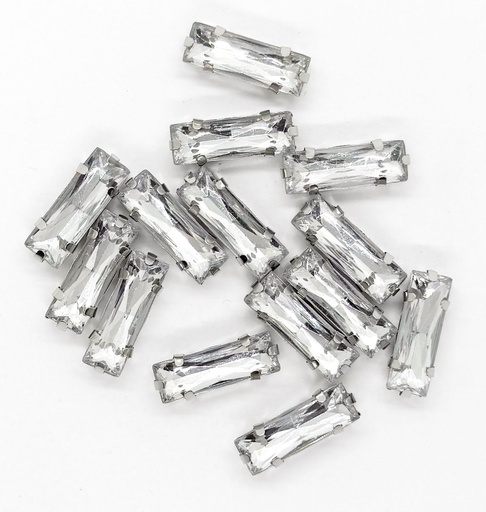 [11032] Gema engarzada plata rectangular 7x20 mm x 20un