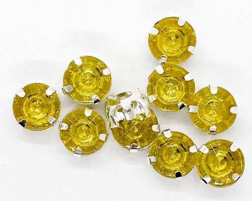 [11035] Gema engarzada redonda dorado brillo 8mm x 10un.