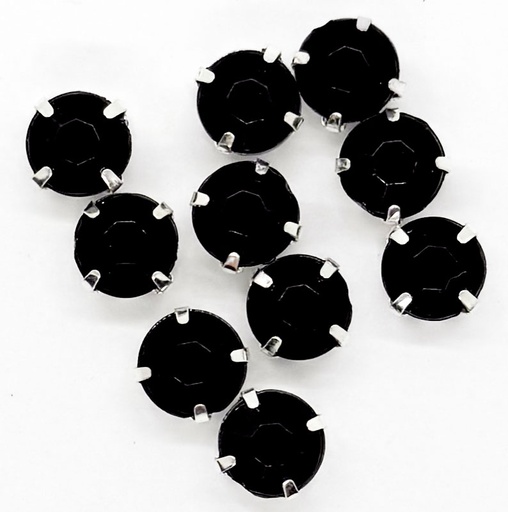 [11035] Gema engarzada redonda negro opaco 8mm x 10un.