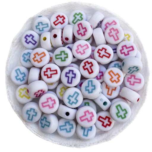 [10901] Plástico Cruz plano 7mm blanca c/color x 10 gr