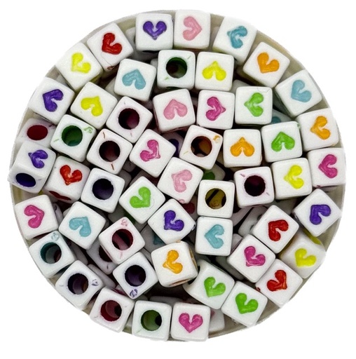 [12143] Infantil cubos corazón multicolor 6x6mm x 10gr.