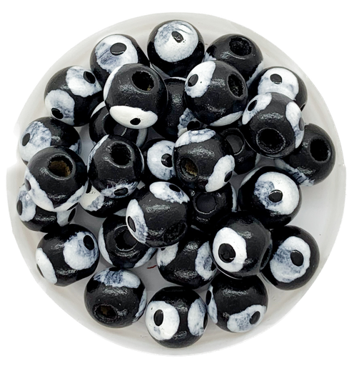 [11487] Ojos turcos madera negro 10mm x 10un.