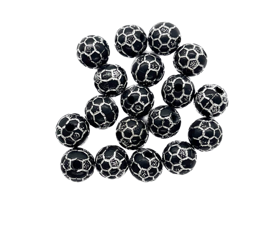 [11725] Pelotitas negras/líneas plateadas 10mm x 10gr.